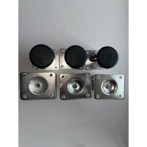 Set Of 6 Aluminum Alloy  3in Tall Silver Modern Round Couch Legs